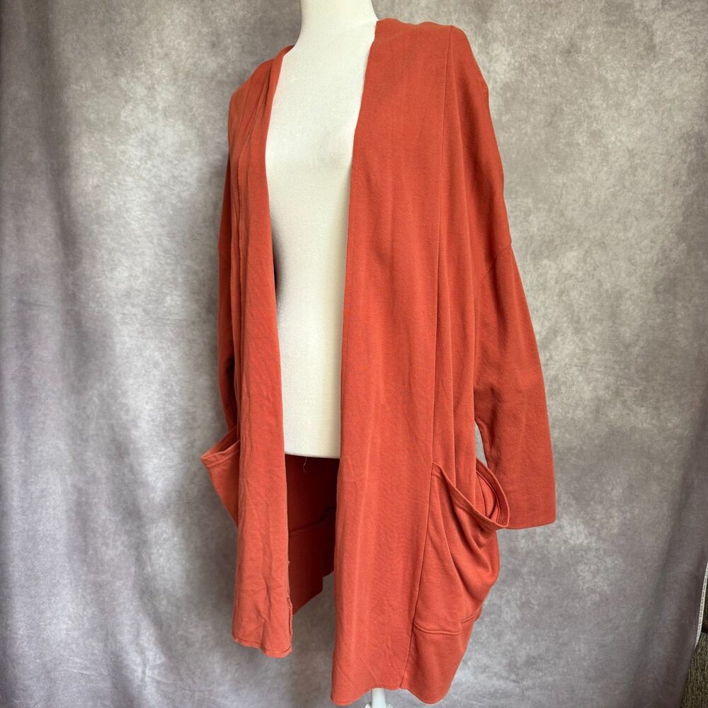 Pact cardigan womens M/L rust open front draped long sleeve oversized organic